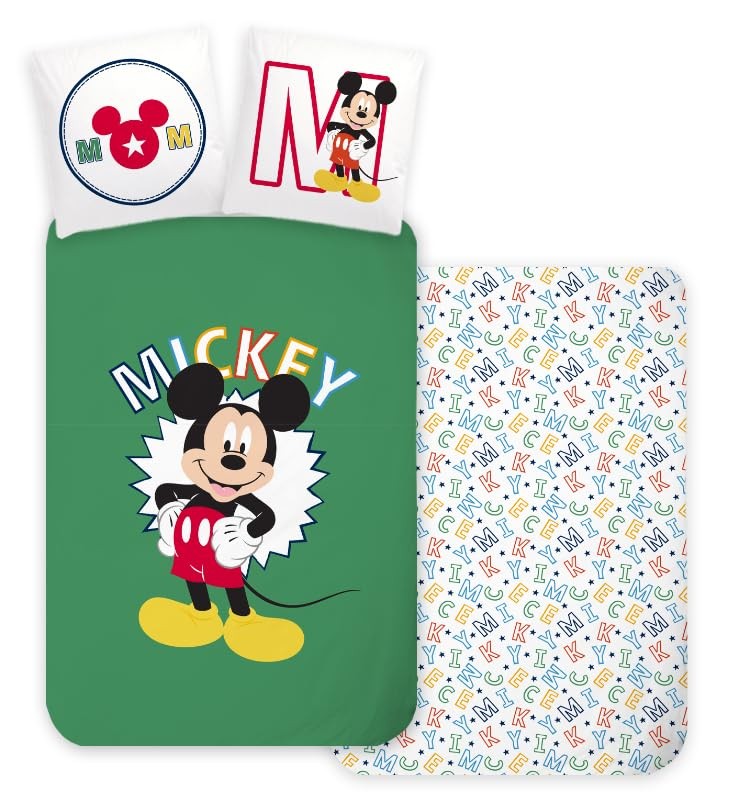 Housse de couette Mickey réversible en coton doux pour protéger la peau sensible de bébé