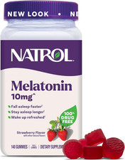 Natrol Melatonin Gummies 10mg - Strawberry Sleep Support for Adults 90 or 140 Ct