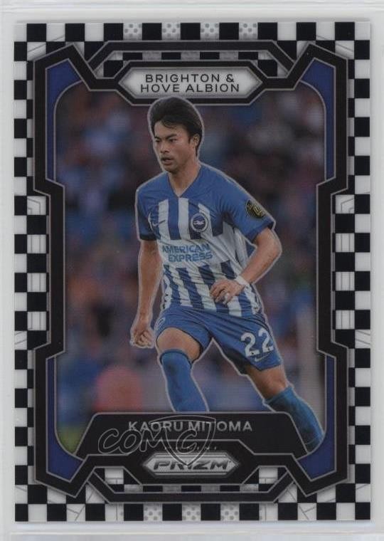 2023-24 Panini Prizm Premier League Black & White Checker Kaoru Mitoma #99 0z8s