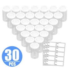 30X Empty Plastic Bottle with Sticker for 35/35Mm Film Cans Canisters Containers