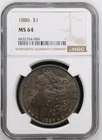 1886 P $1 Morgan NGC MS64 Total Toner!