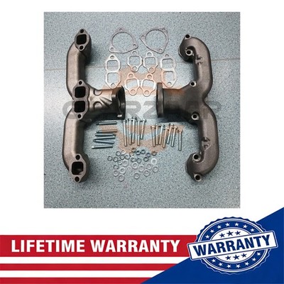 ram horn headers Raw Cast Iron for Chevy SBC 327 Exhaust Manifolds SBC