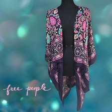 Free People Magic Dance Border Kimono Plum Combo 41920158 One Size
