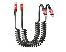 K Coiled USB-C to USB-C Charging  Data Sync Cable Black Red