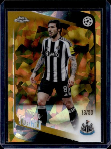 2025-26 Topps Chrome UEFA Sapphire Sandro Tonali Gold Refractor #/50 Newcastle