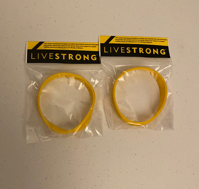 NEW 2004 LIVESTRONG Yellow Silicone Bracelet Wristband Nike Lot Of 2