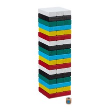 Wackelturm Turmspiel Holz Geschicklichkeitsturm 54 Klötze Mehrfarbig bunt