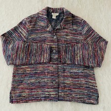 Coldwater Creek Womens Multicolor Modern Horizontal Stripe Tapestry Jacket Sz L