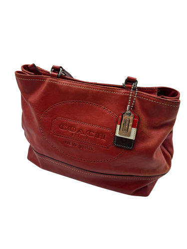 COACH EMBOSSED LOGO LEATHER TOTE BAG - Picture 3 of 9