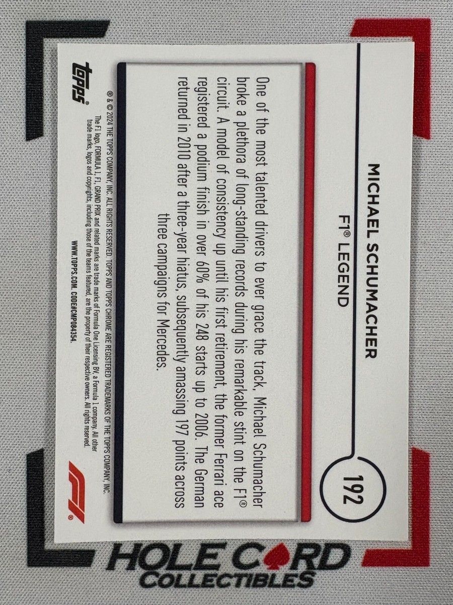 MICHAEL SCHUMACHER 2024 Topps Chrome Formula 1 F1 #192 Green Red