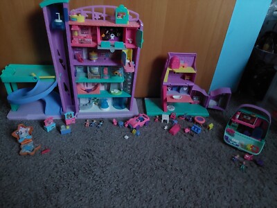 Polly Pocket Sets -Grosses Einkaufscenter, Wohnhaus und mehr