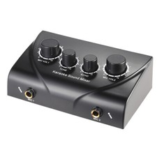 Karaoke Sound Mixer Dual Mic Inputs Audio Mixer Headphone Amplifier 2 Channel