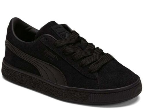 Puma Suede Jr Classic Lace Up Big Kids Black/Black Sneakers Casual Shoes (GS) - Picture 1 of 5