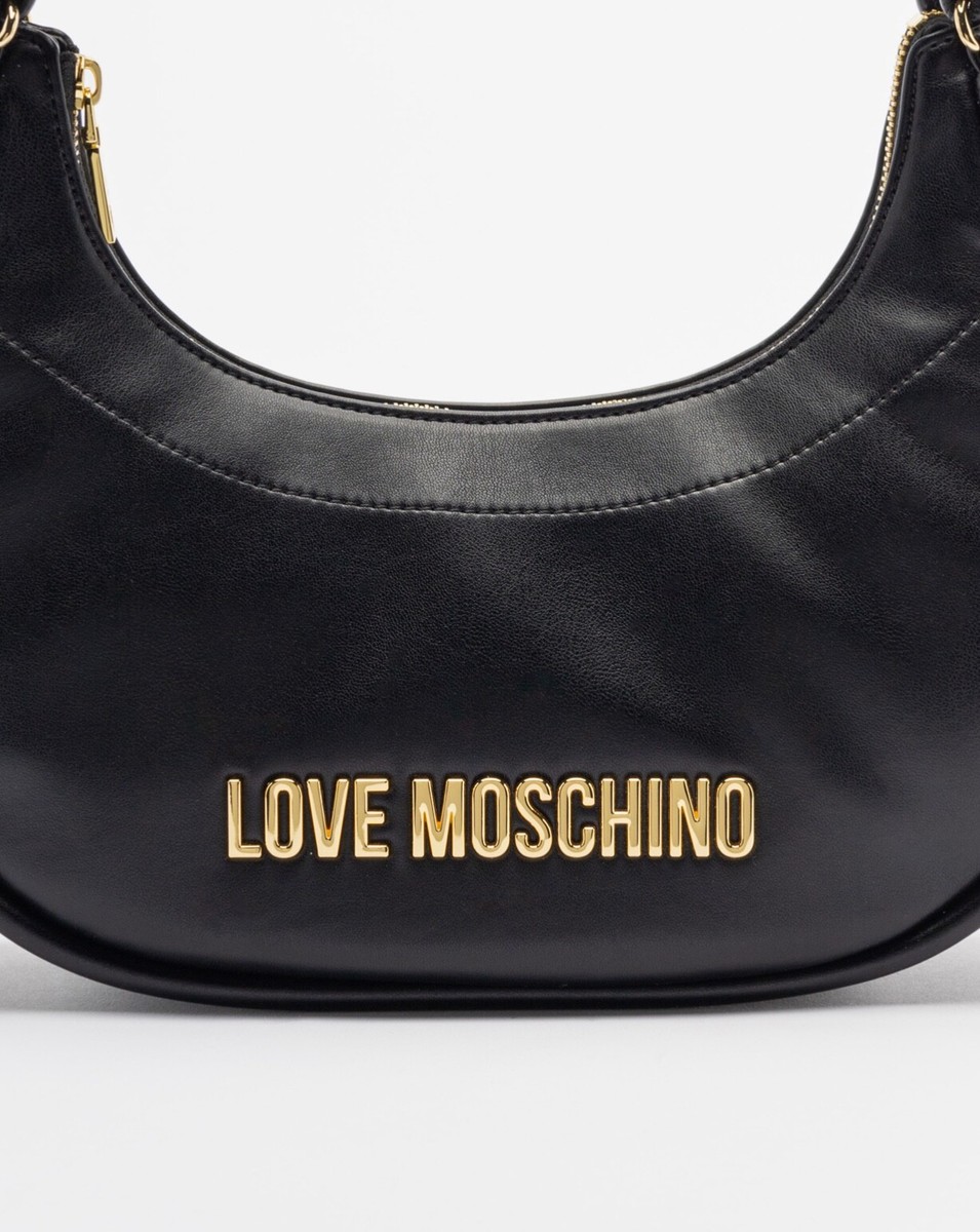 Love Moschino Women's Hobo Bag – Black PU Bag With Gold Accents