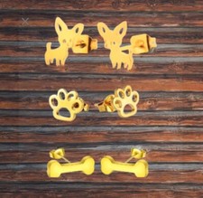 Chihuahua Puppy Dog Stud Earrings. Dog,bone Paw Stainless Steel Stud Earrings.