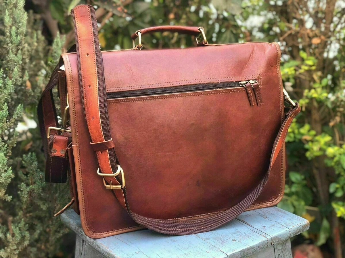 Classic Buffalo Leather Satchel for Men - Vintage Messenger Bag – The Real  Leather Company