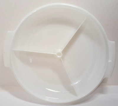 Vintage Tupperware White Divided Relish Serving Tray 608-01 and Lid 229-18