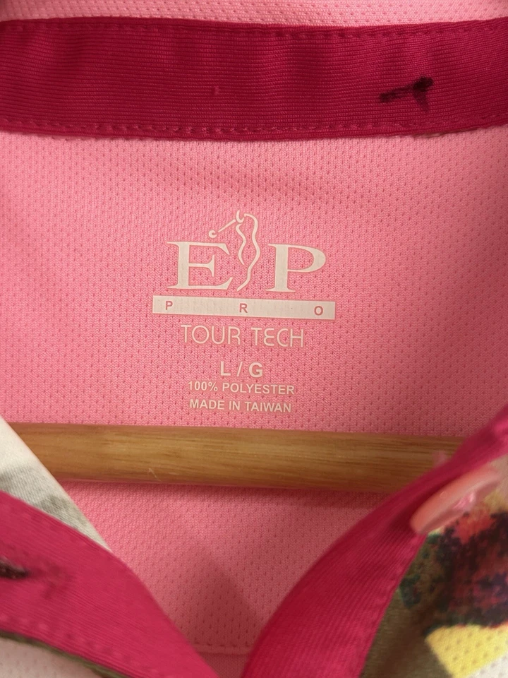 EP Pro Tour Tech Womens Polo Golf Top Size L Pink Geometric Sleeveless pullover - Image 2 of 4