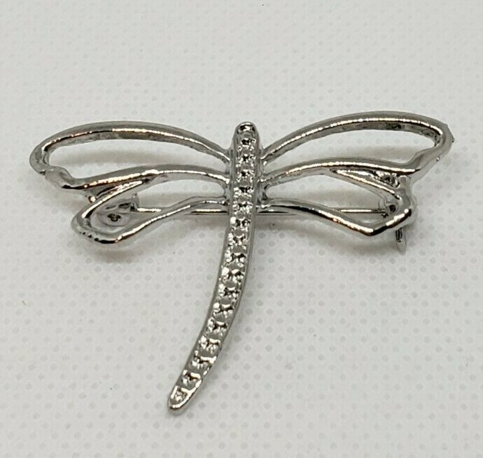 Silver-Tone Rhinestone Dragonfly Brooch Pin for Women Unbranded Fashion Jewelry