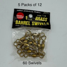 FRABILL 1/0 BRASS BARREL SWIVELS (5 PACKS OF 12 / 60 SWIVELS)