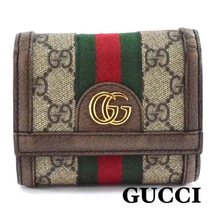 Portefeuille Gucci Ophidia rabat français GG Supreme 52317 beige