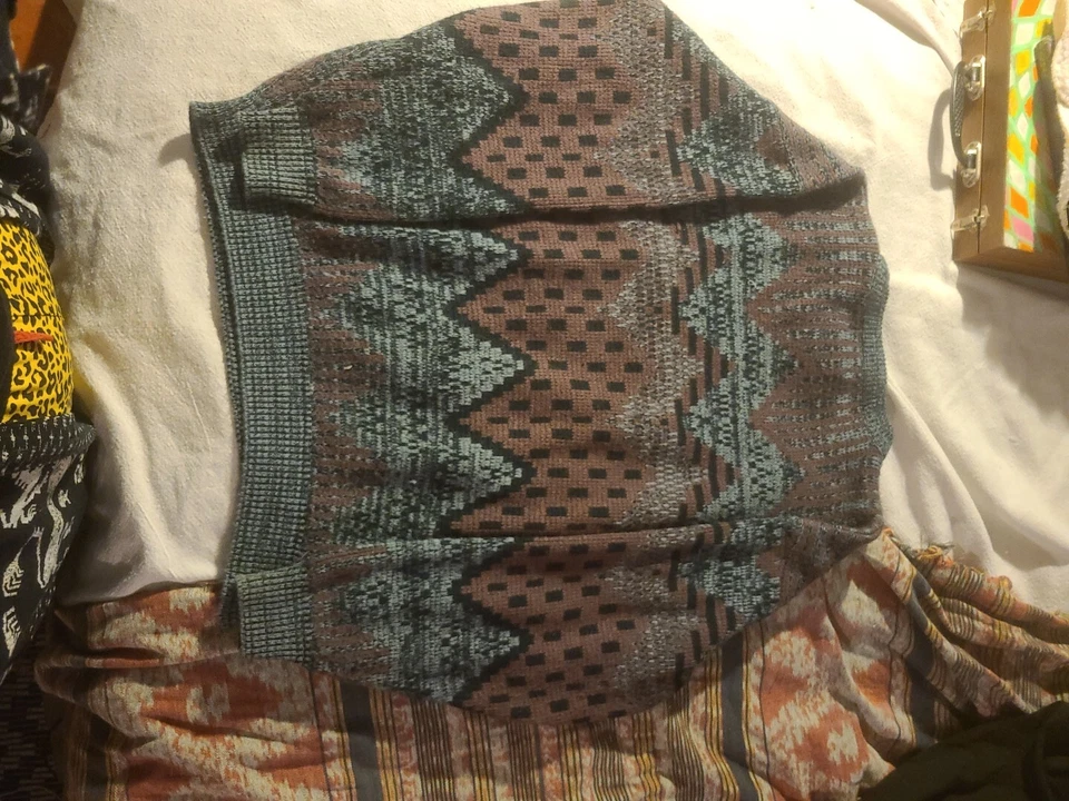 Suéter tejido pulóver abstracto multicolor vintage para hombre XL Sir William tono apagado Foto 2 de 4