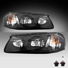 Black Headlights Assembly For 2000-2005 Chevy Impala Leftright Set W Bulbs
