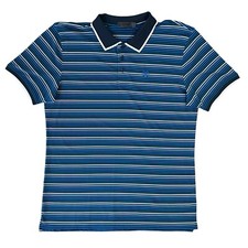G/FORE Golf Polo Shirt Men  s Size Large Collar Tech Pique Blue Striped NEW