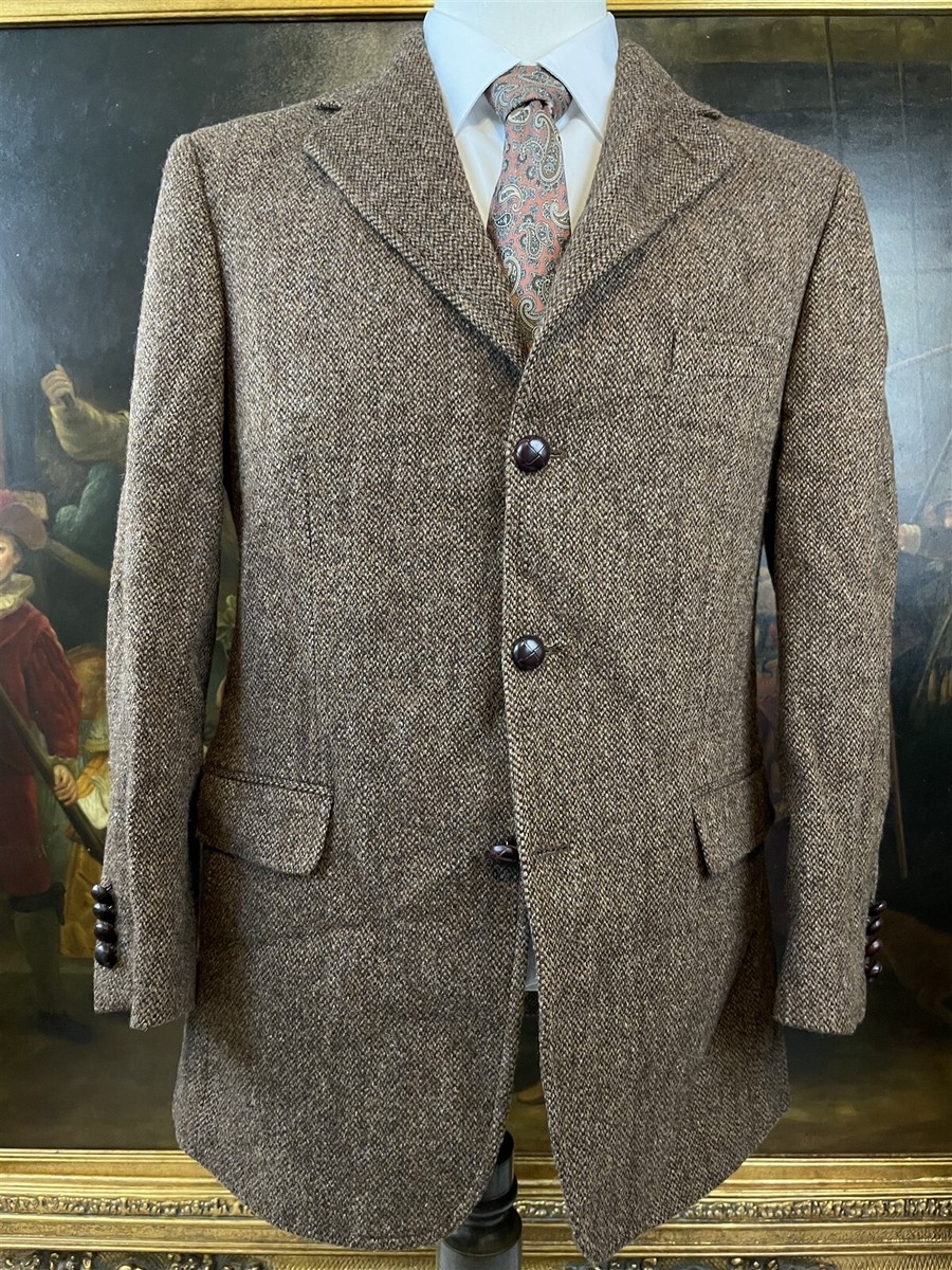 VTG Brooks Brothers HARRIS TWEED 38R Italy Made Leather