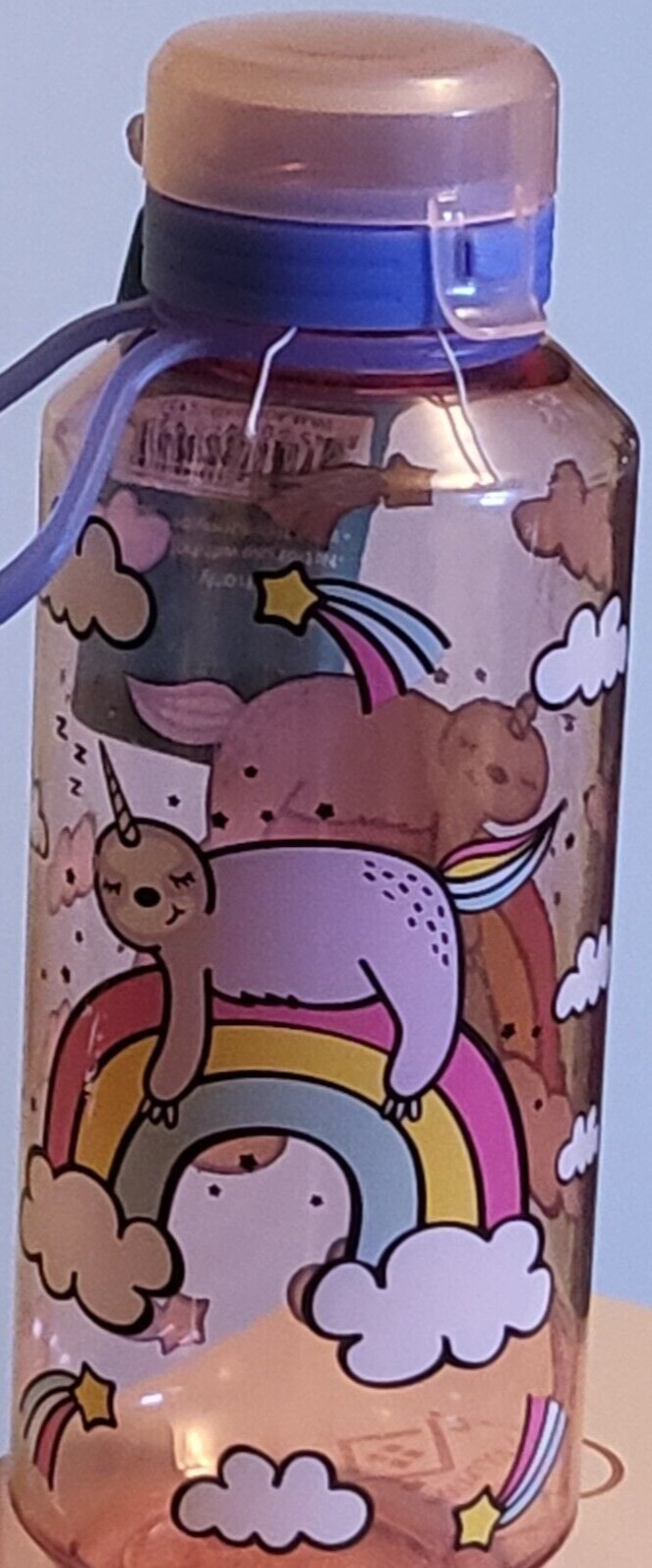 Cool Gear CHUG ME 16oz Reusable Flip Top Water Bottle w/Carry Loop - Sloth/Pink