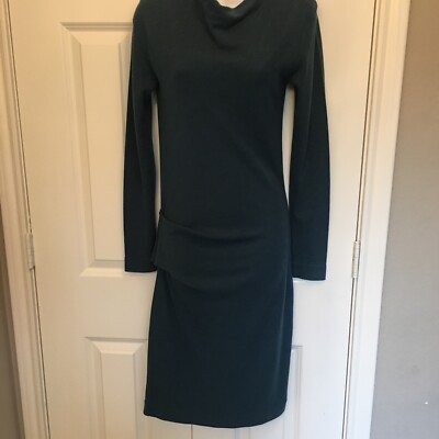 by malene birger knit dress Bodycon Pencil Sz S Blue LS Wool Blend Lovely EUC! color-gold-metallic