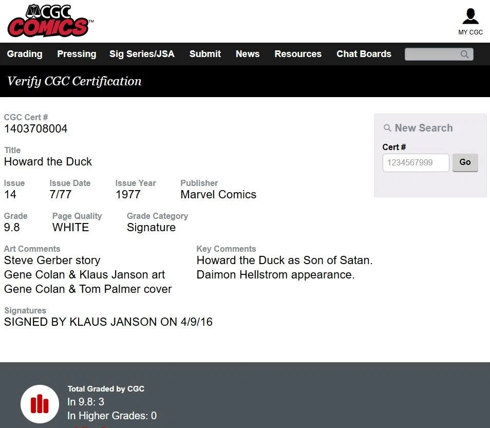 Howard The Duck #14 CGC 9.8 SS 1977 Marvel Comics Son of Satan App 1 of 3 Signed - Image 3 of 4