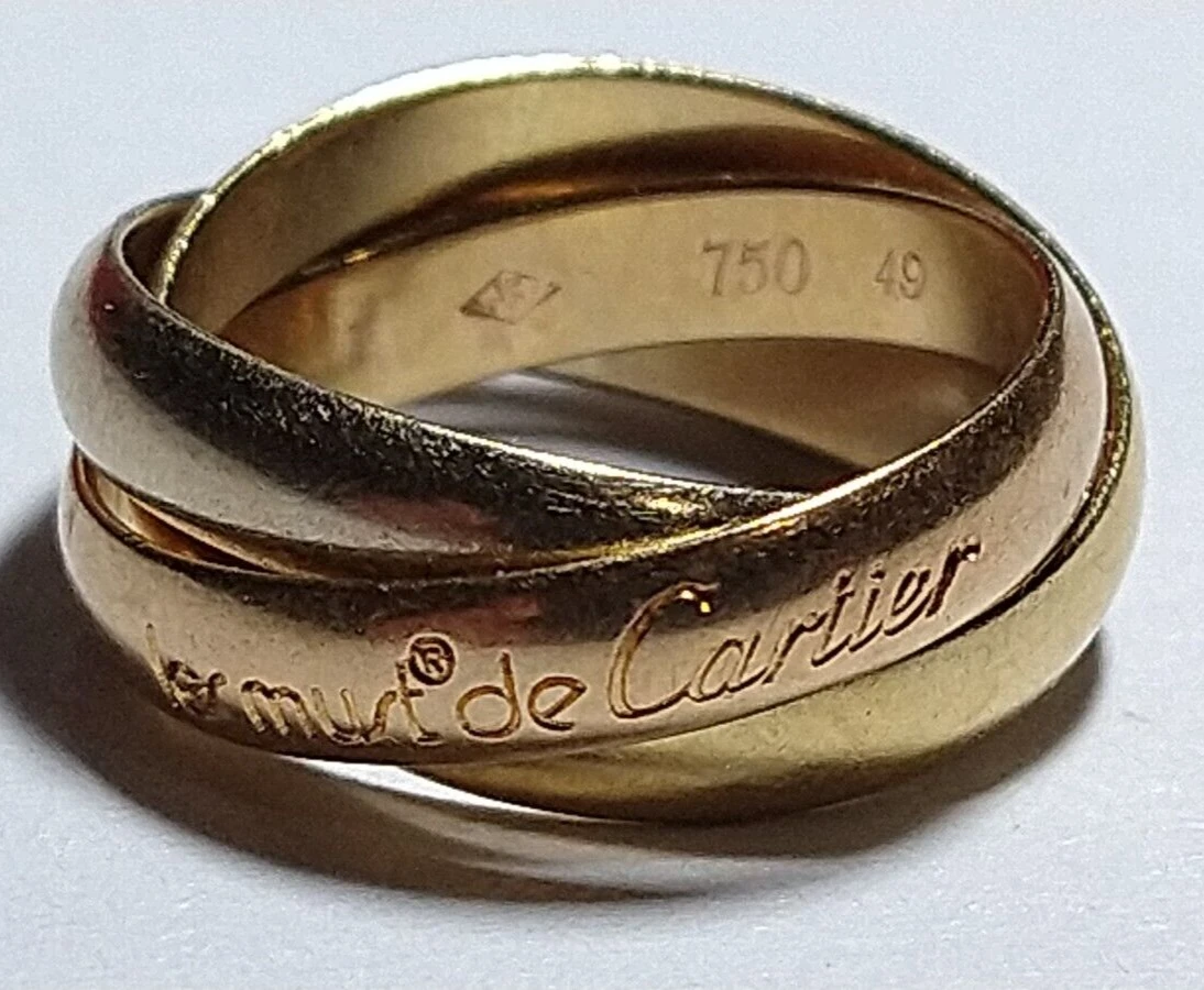 Solid 18k gold must de cartier trinity ring 7.14 grams sz 4.75