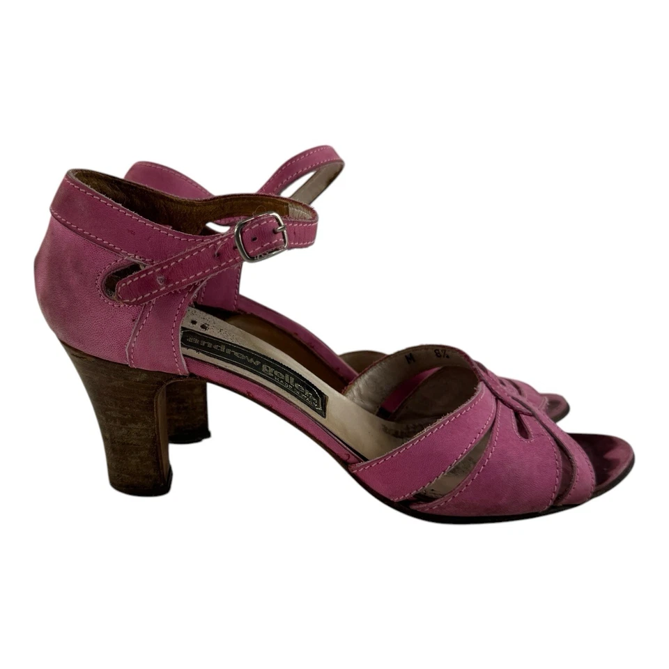 Andrew Geller Pink Leather Strap Heels Womens Size 8.5 M - Image 4 of 4