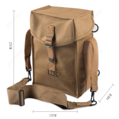 WWII US Army Canvas Messenger Bag Haversack Military Hiking Camping  Shoulder Bag