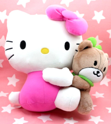 Sanrio Hello Kitty 40th Anniversary Plüsch mit Bär mit Box Neuwertig Selten J...