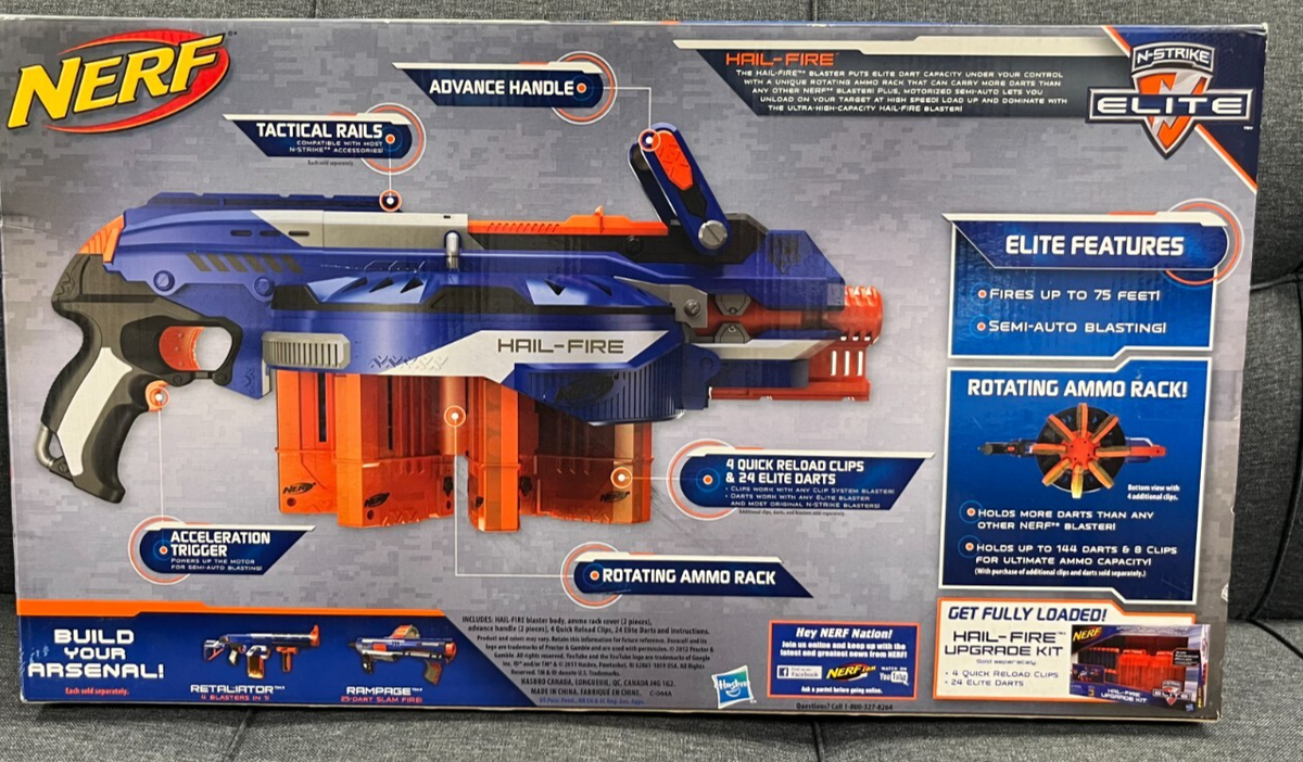 Nerf Hail-Fire N-Strike Elite Blaster #98652 Rare Brand-New Look