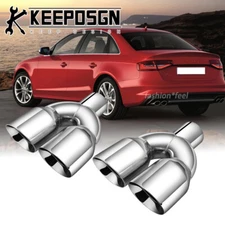 For Audi A4 S4 RS4 2.5'' Inlet 3.5'' Outlet Dual Exhaust Tip Rear Tail Pipe Tip