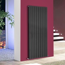 Image of Vertical Designer Oval Column Flat Panel Radiator Central Heating Anthracite