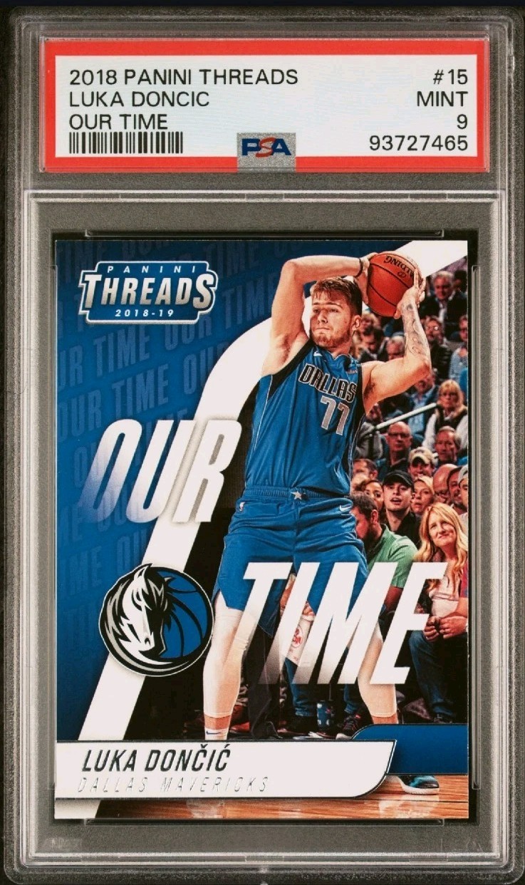 2018 Panini Threads Our Time #15 Luka Doncic Mavericks RC Rookie PSA 9 MINT