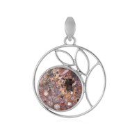 Cavill SilberanhäNger 16,5Ct Versteinertes Palmenholz Rund Platin