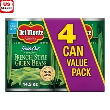 French Style Green Beans Canned Vegetables Non-GMO Fat-Free 4 Pack Ready to Eat