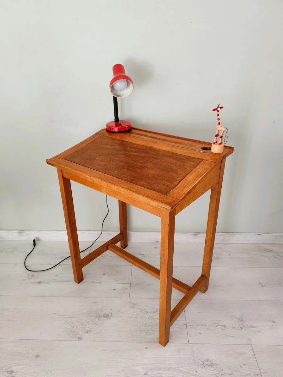 Bureau D'écolier Vintage En Bois Et Métal – Pliant, Sans Marque, Idéal Pour Espace Réduit Ou Déco