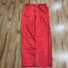 Nike VTG Wind Breaker Track Pants Red 80s Grey Tag Size Large Ankle Zip Pockets