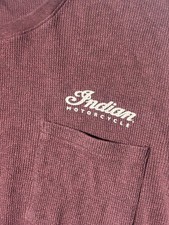 Indian Motorcycle Long Sleeve Shirt Burgundy With Front Pocket Men  s Size 2XL
