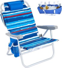 Low Beach Chair 5 Position Lay Flat Portable Folding Backpack Beach Chairs Heavy