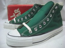 Deadstock Vintage 70's Converse All Star Basketball Hi Green Canvas 1-9619 Us8.5