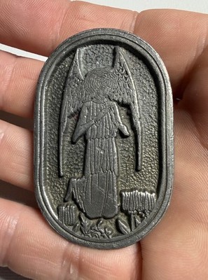 VINTAGE GOTHIC BELT BUCKLE BEARDSLEY INDIANA METAL CRAFT BLOOMINGTON USA!