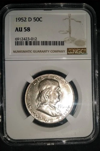1952 D BEN FRANKLIN HALF DOLLAR AU58 NGC
