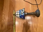 Vintage Elements tiffany style table lamp stained glass blue